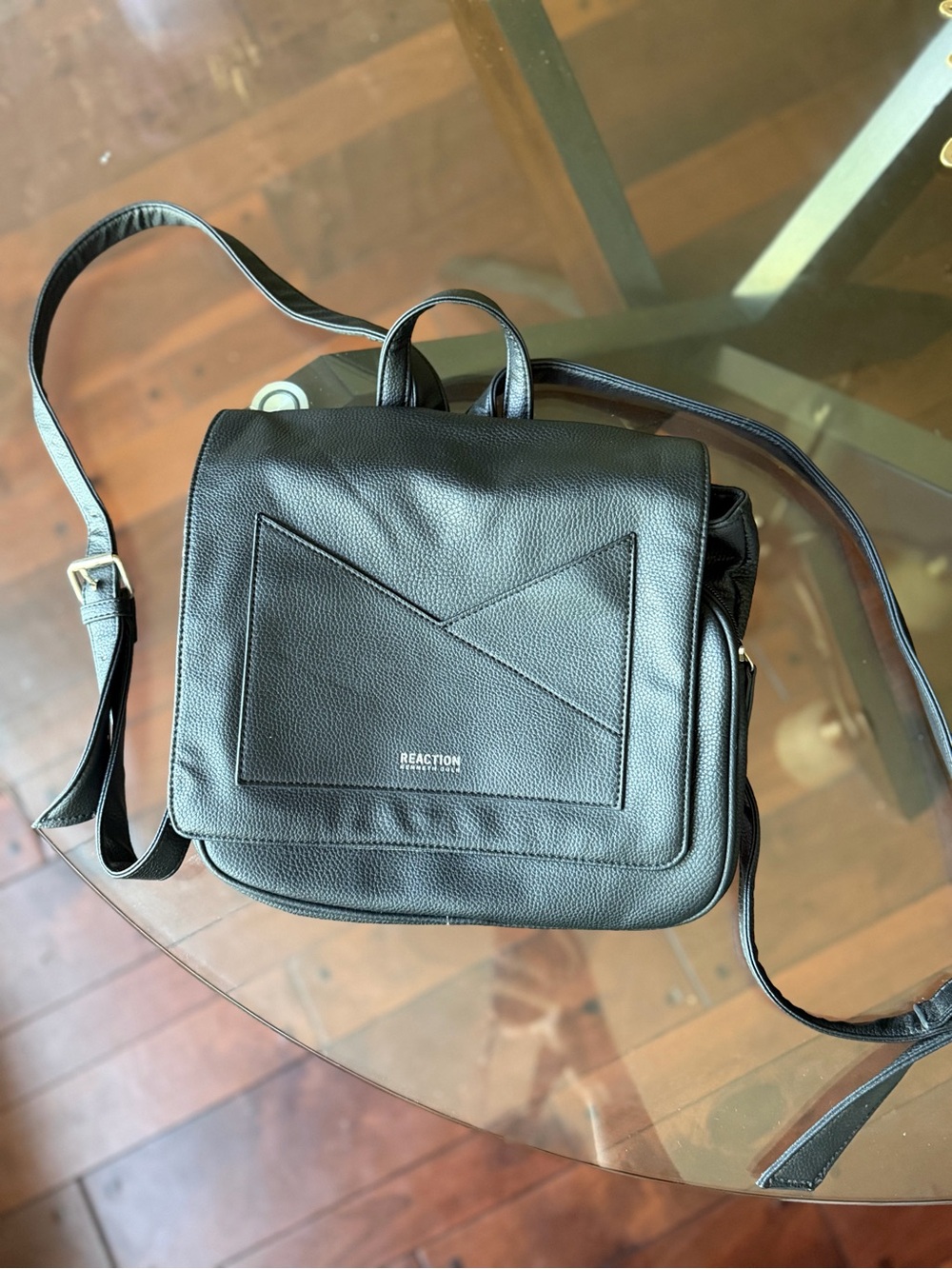 Kenneth Cole Reaction Black Pebbled Leather Messenger Bag